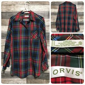 Orvis Red and Blue Plaid Button Down Shirt